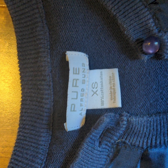 Alfred Sung blue cardigan with ruffle trim - Picture 2 of 3